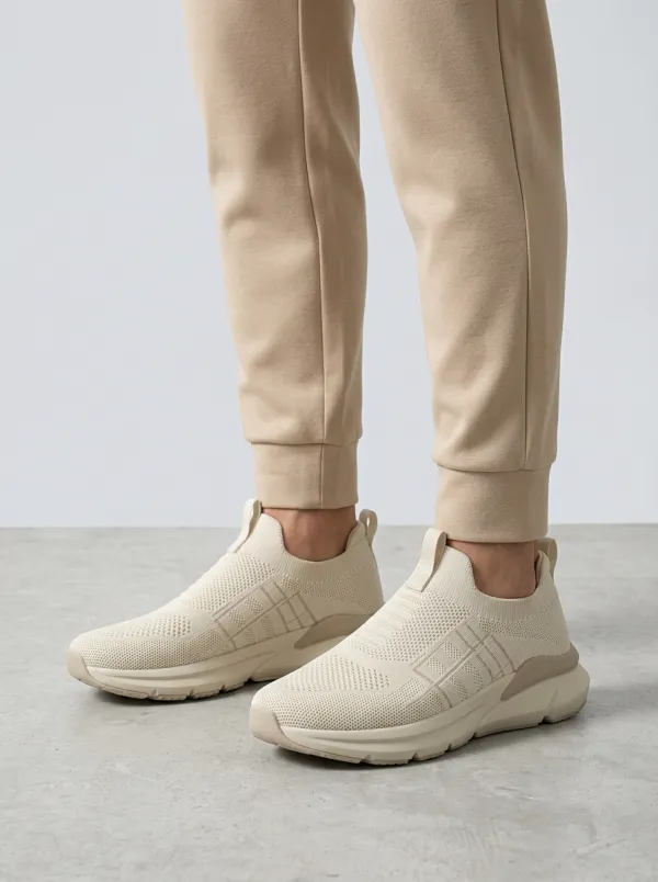 Unisex Minimalist Knit Slip-On Print Sneakers