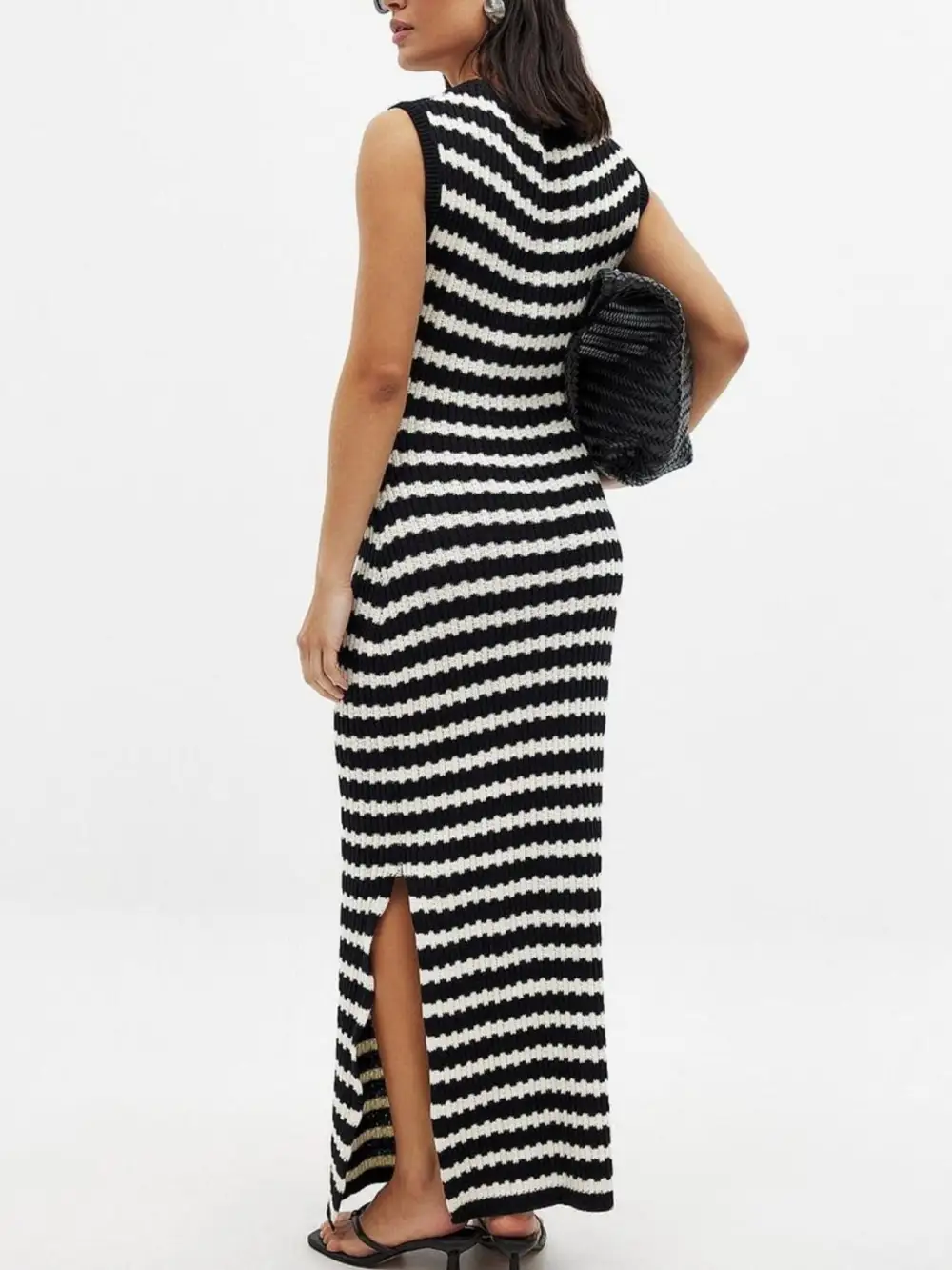 Knit Slit Sleeveless Midi Dress