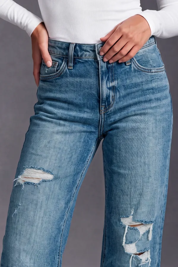 Women's Mid Rise Wide Leg Cropped Jeans