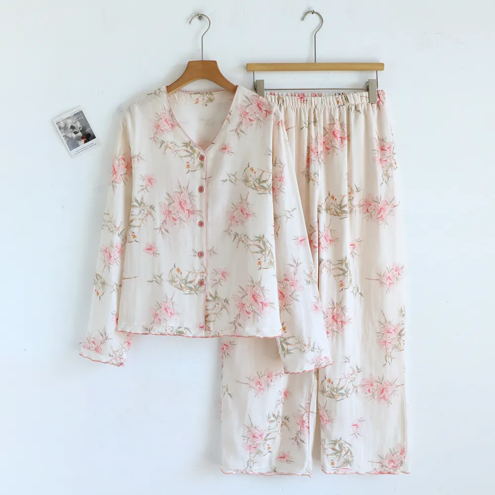 Floral Print Cotton Pajama Set