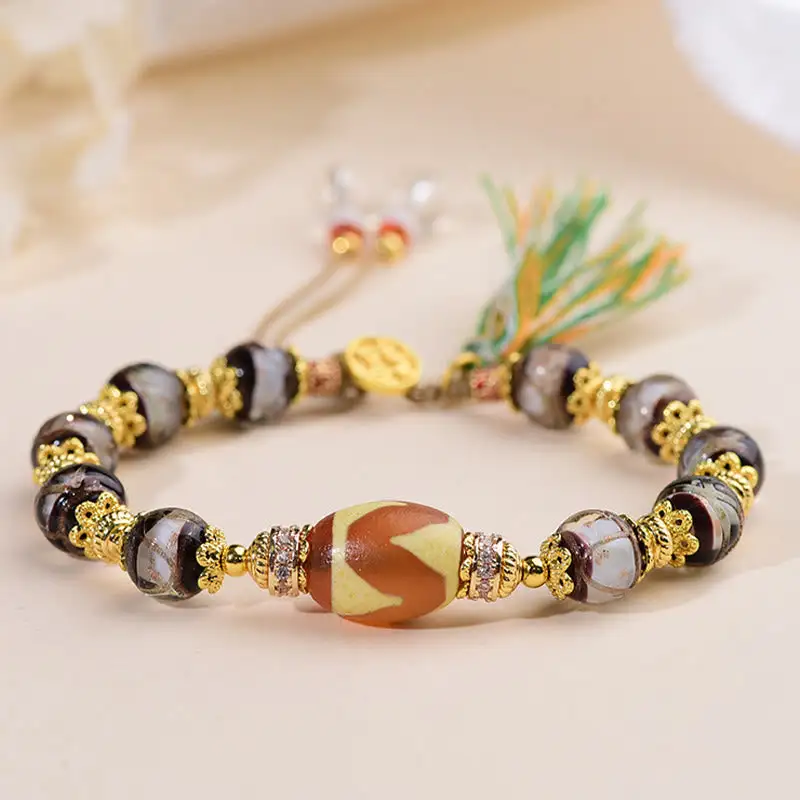 Liuli Glass Dzi Beads Bracelet