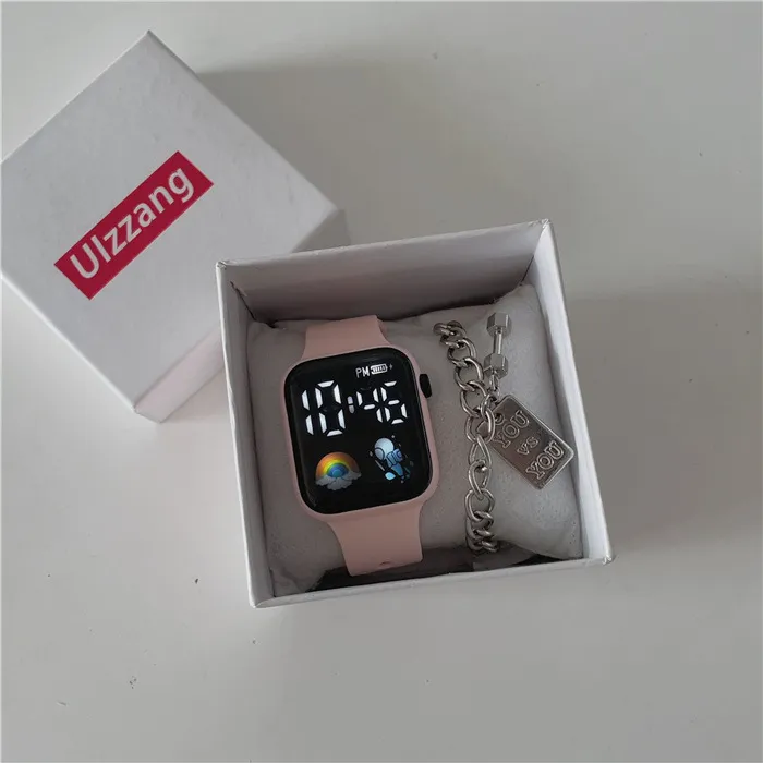 Square‑Face LED Digital Watch, Fashion Cartoon Pattern Electronic Wrist Watch for Men Women Teens