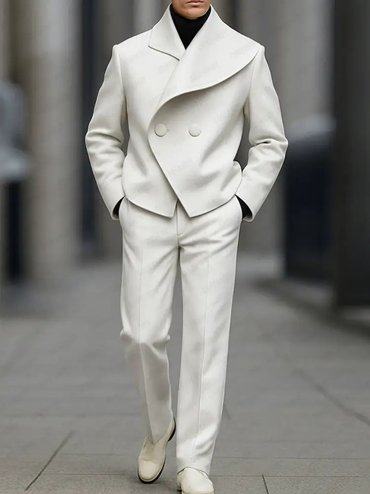 Asymmetric Woven Blazer & Pants Set