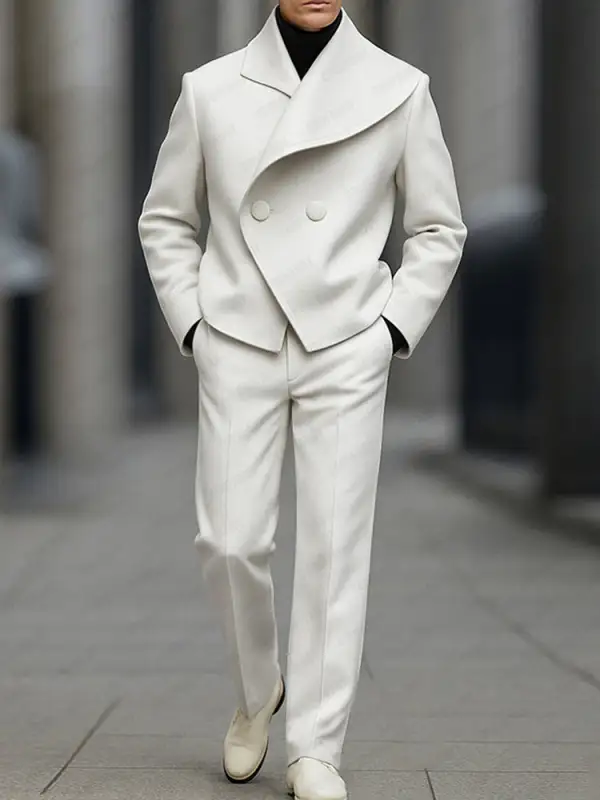 Asymmetric Woven Blazer & Pants Set