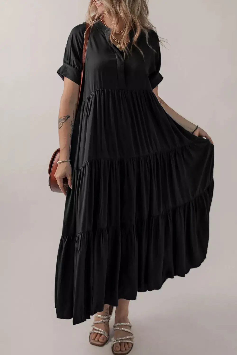 Soft Touch Ruffle Tiered Short Sleeve Dress