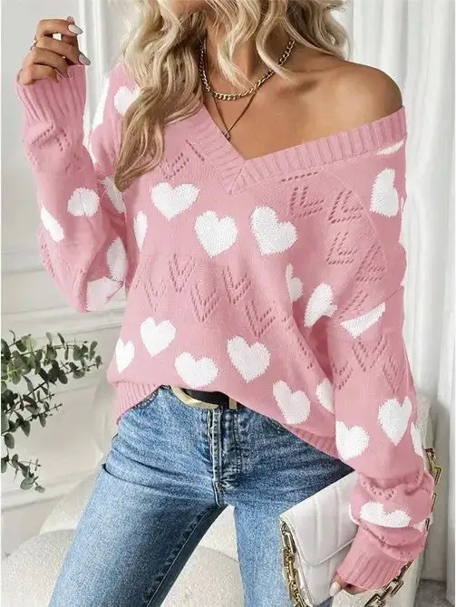 Layered Knit V Neck Sweater