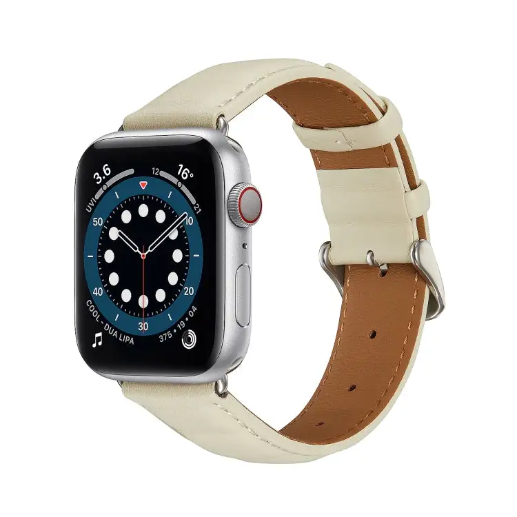 Genuine Leather Watch Strap for Watch Series 9 & 8 & 7 41 mm / SE 3 & SE 2 & 6 & SE & 5 & 4 40 mm / 3 & 2 & 1 38 mm - Beige