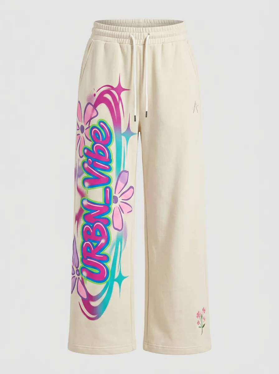 Women's Streetwear Urban Vibe Flower Graffiti Printed Sweatpants