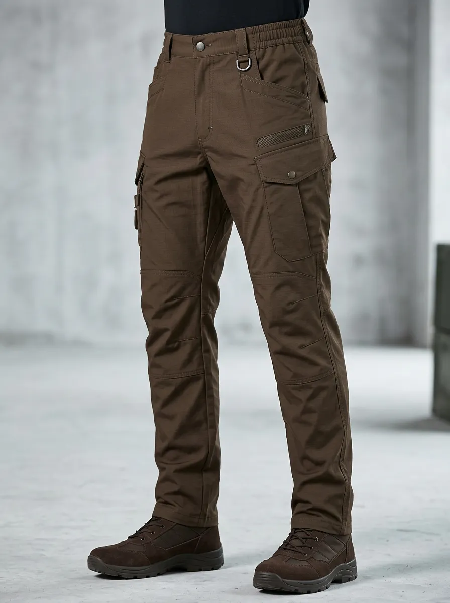 Men's Tactical Outdoor Brown Multi-Pocket Cargo Pants