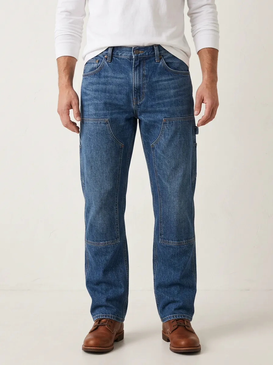 Workwear Double Knee Washed Jeans