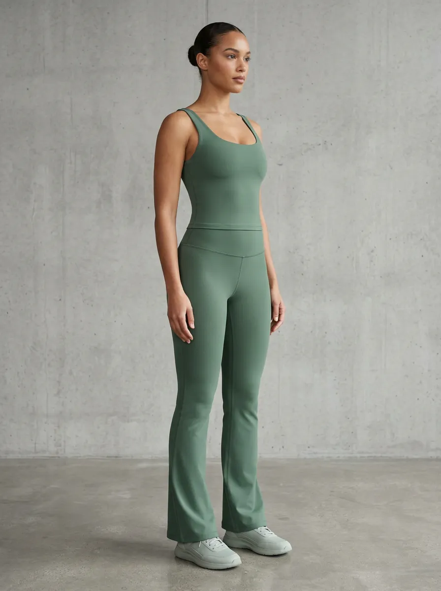Studio Yoga Fitness Women's Tank Top Flare Pants Active Set