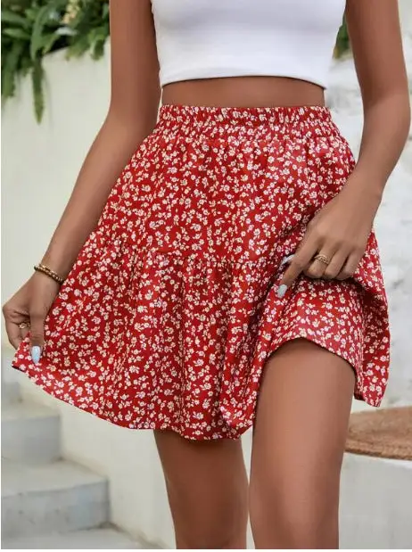 High Waist Floral Skirt
