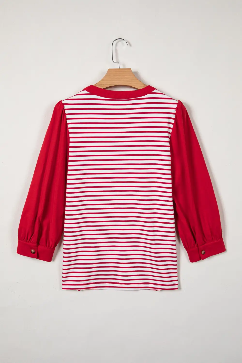 Women's Striped V Neck Three Quarter Sleeve Top