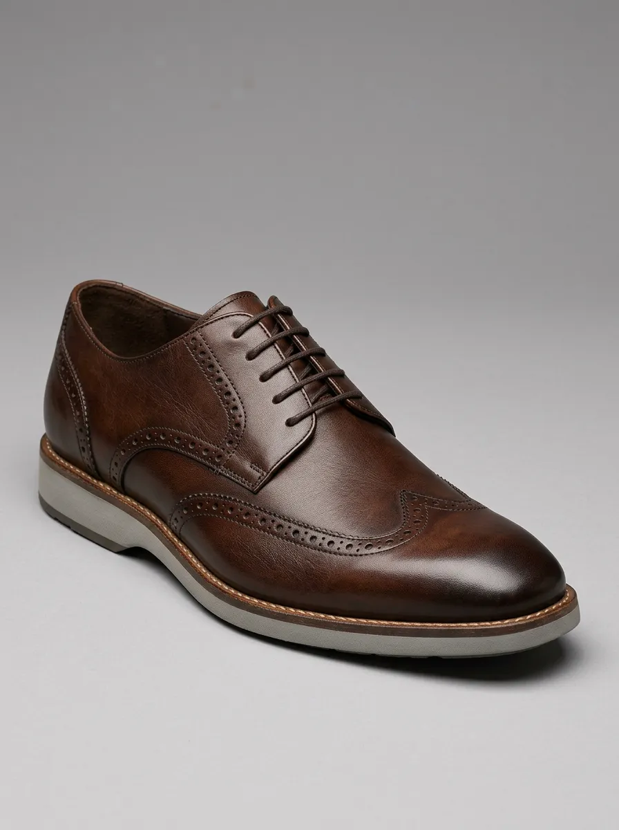 Men's Classic Business Wingtip Brown Leather Oxford Shoes