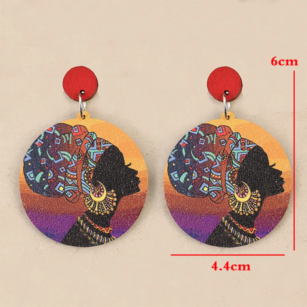 Retro Pattern Wooden Drop Earrings