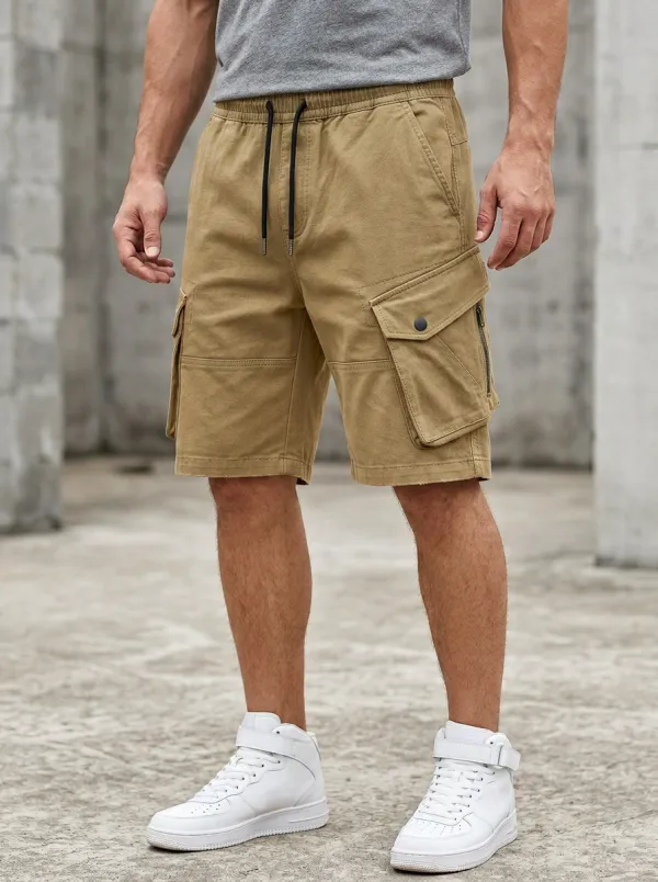 Urban Multi-Pocket Drawstring Cargo Shorts
