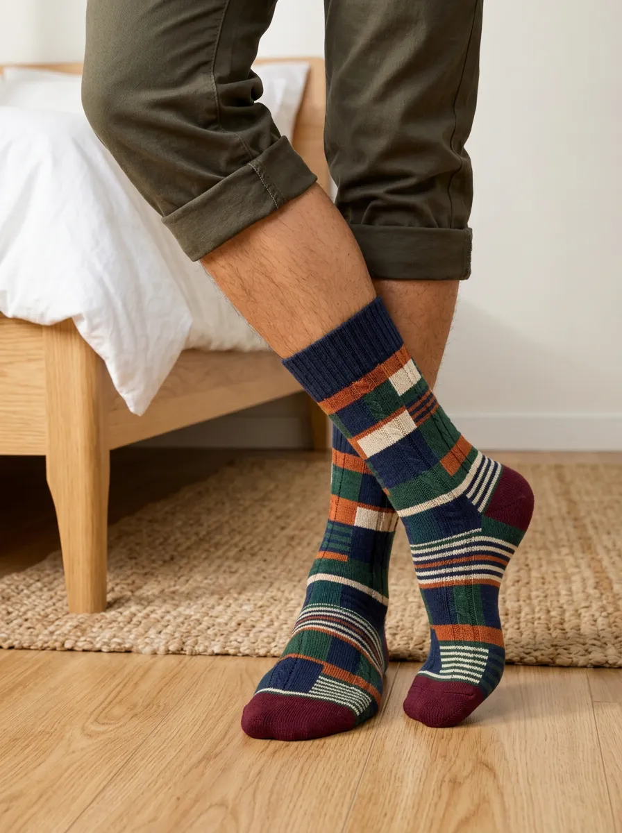 Men's Vintage Style Geometric Plaid Printed Socks