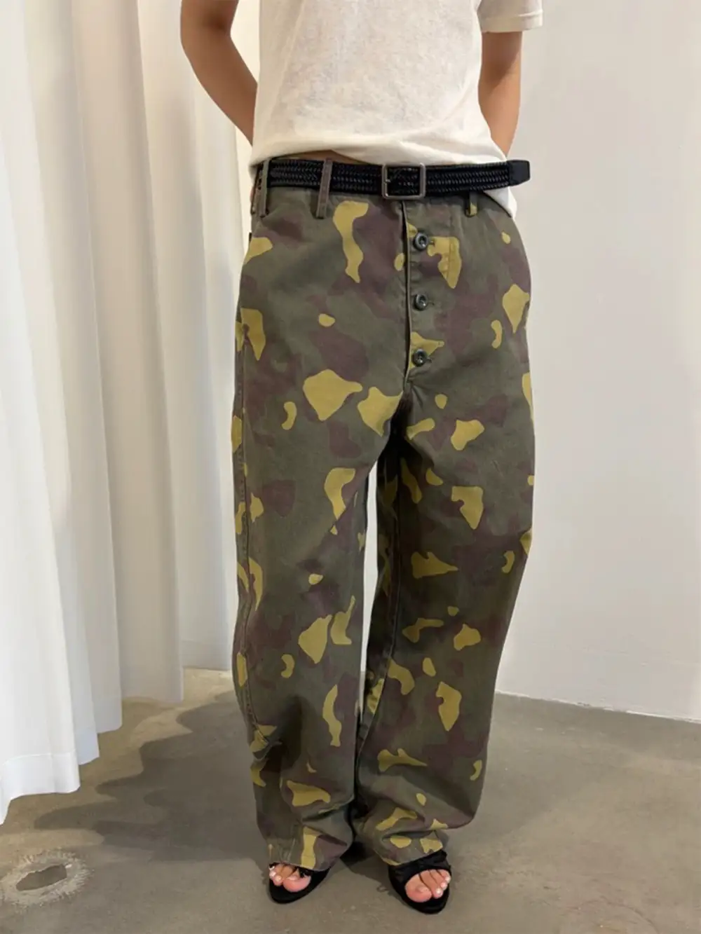 Wide-Leg Camouflage Utility Pants