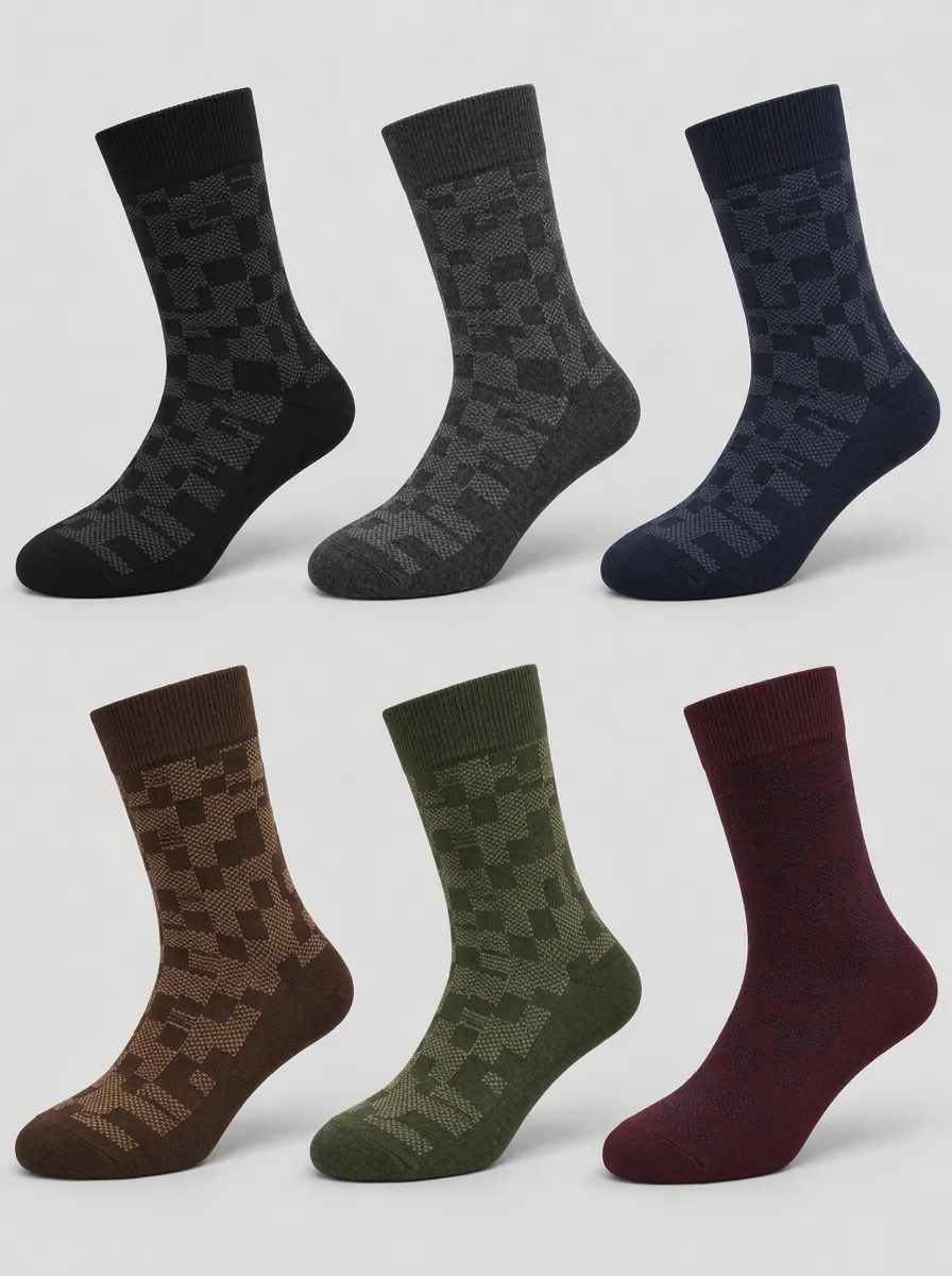 Men's Geometric Block Crew Socks Multi-Pack