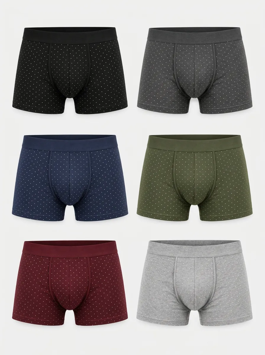 Men's Polka Dot Pattern Multi-Pack Printed Boxer Briefs