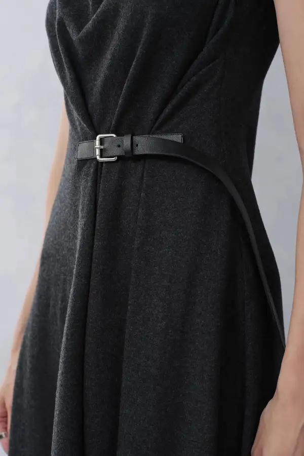 Scoop Neck Sleeveless Merino Wool Midi Dress