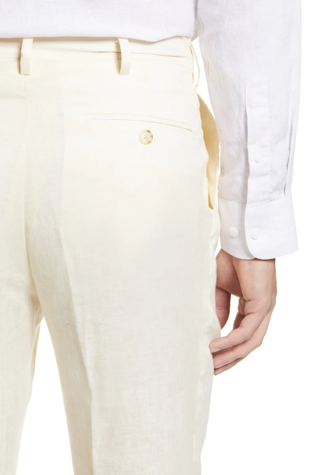 Linen Pleated Front Regular Rise Traditional Fit Trousers