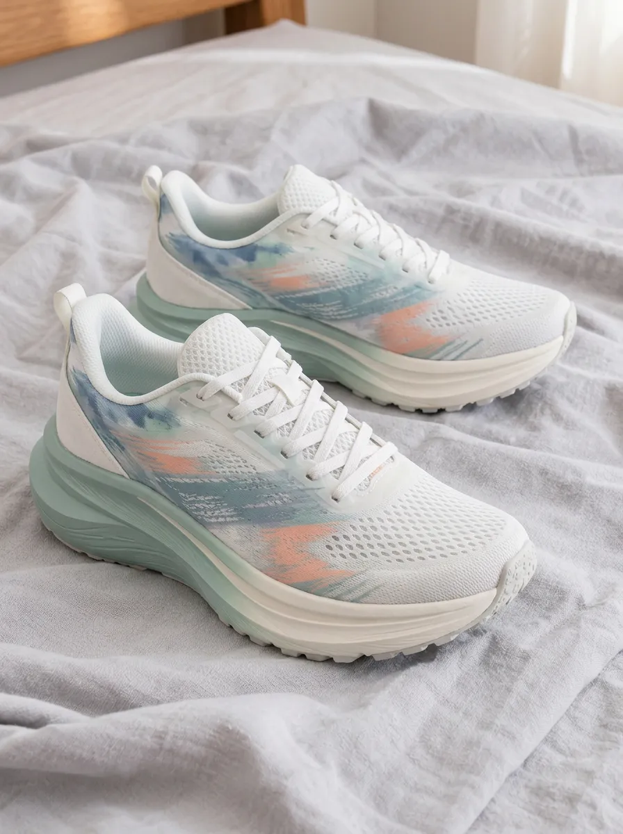 Women's Casual Sport Watercolor Brushstroke Printed Sneakers