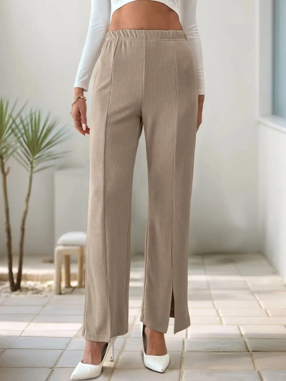 High Waist Slit Pants