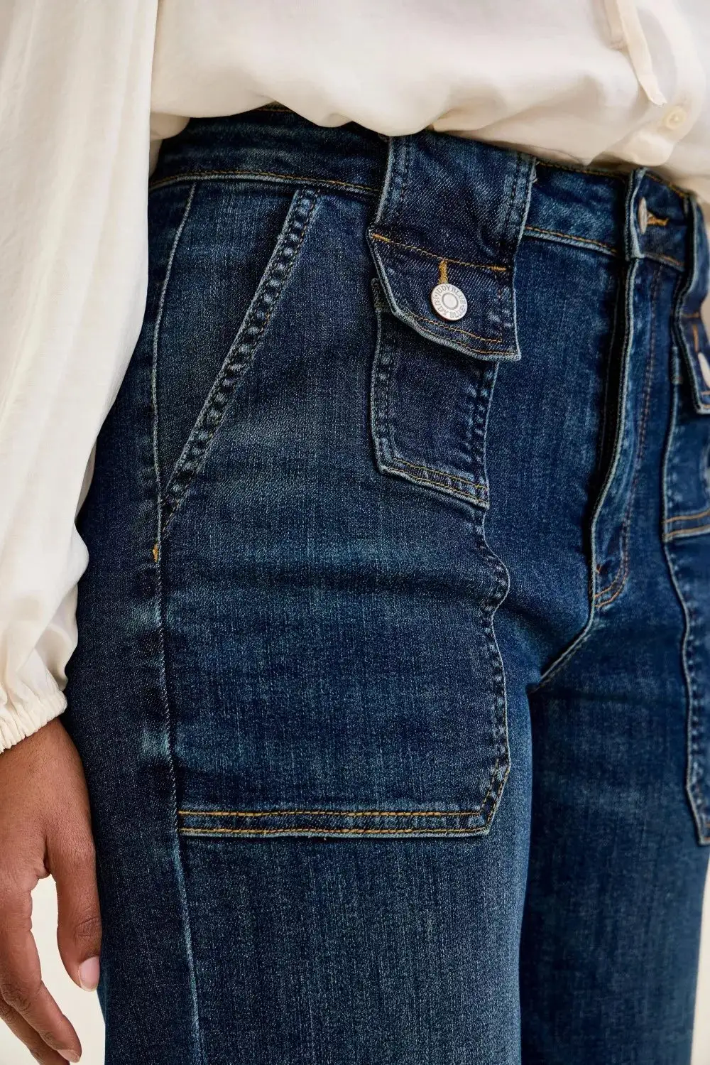 Denim Patchwork High Rise Cropped Jeans