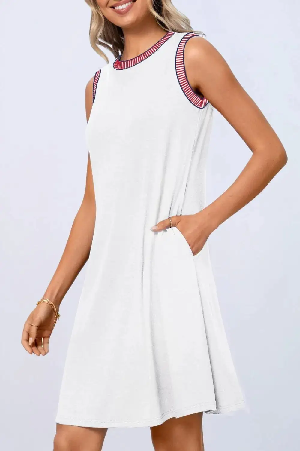 Crew Neck Sleeveless Mini Dress