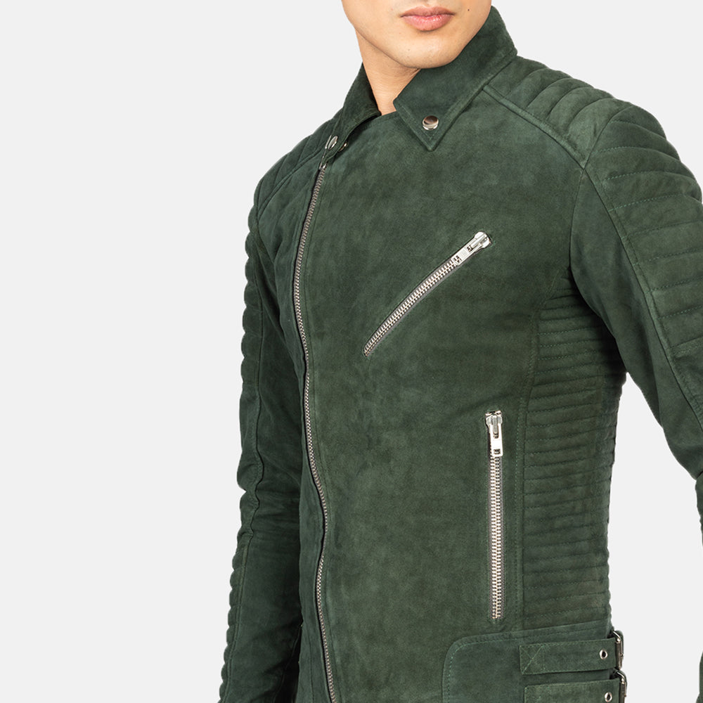 Men's Structured Biker Suede Jacket