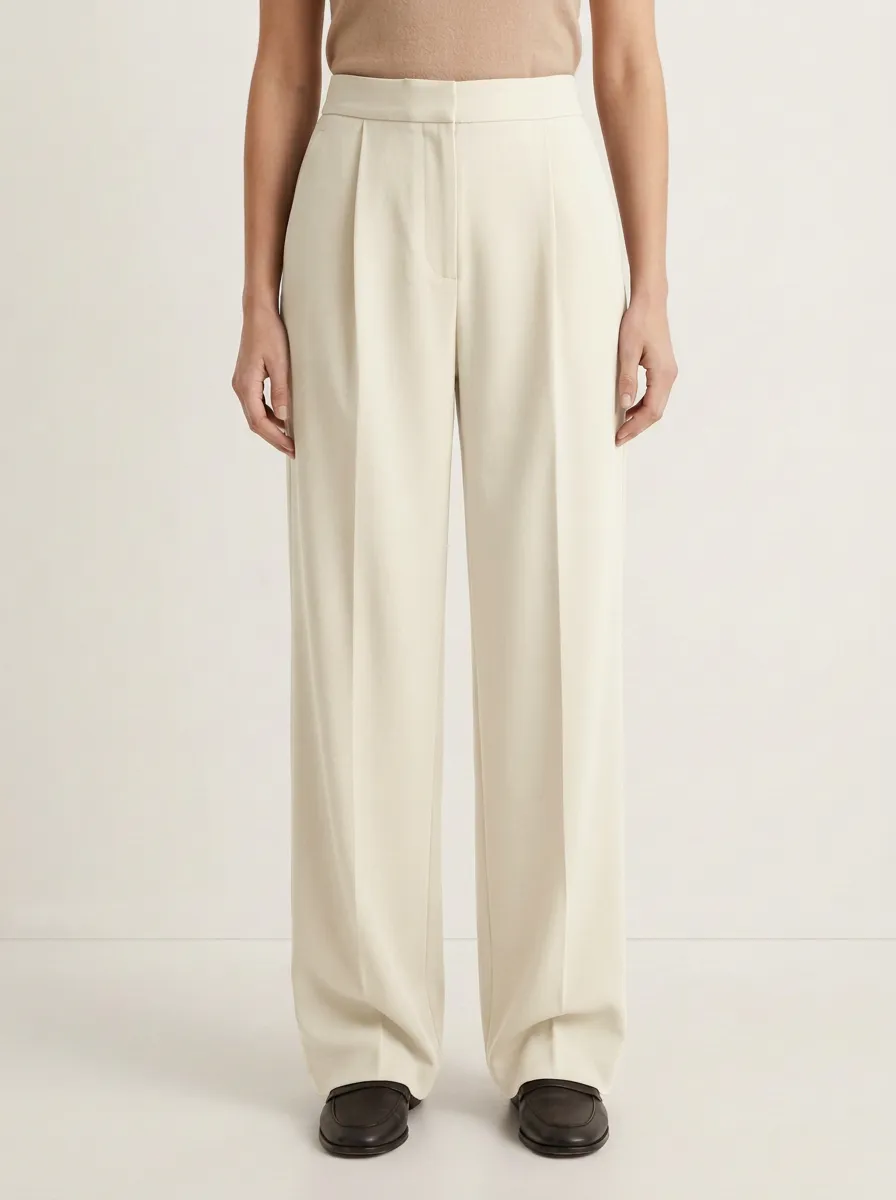 Modern Style Pleated Wide-Leg Trousers