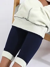 Women's Fleece Lined Leggings Leggings Cozy Fleece Lined Fashion Comfort Full Length High Waist Letter Patchwork Thermal Warm Soft Breathable Micro-elastic Casual Daily Outdoor Black Gray Fall Winter