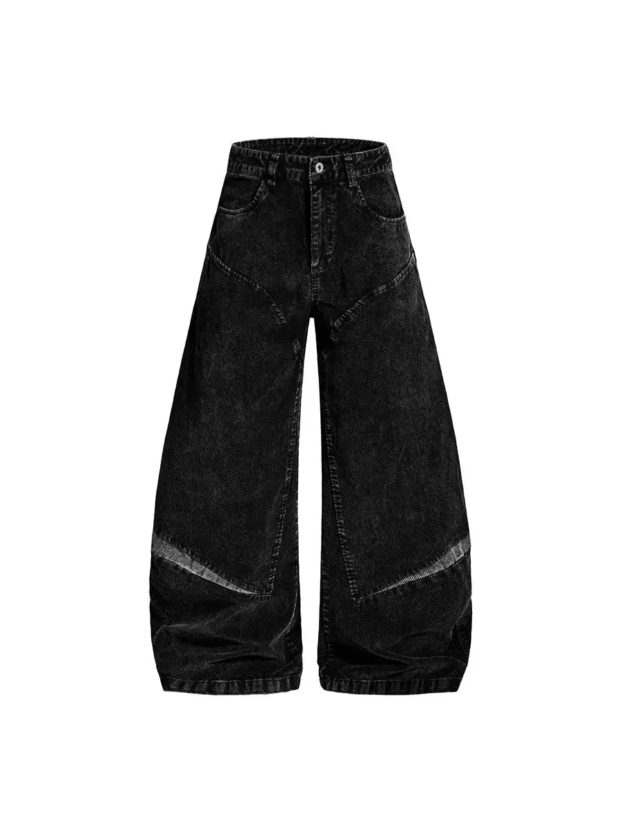 Corduroy Wide-Leg Patchwork Jeans