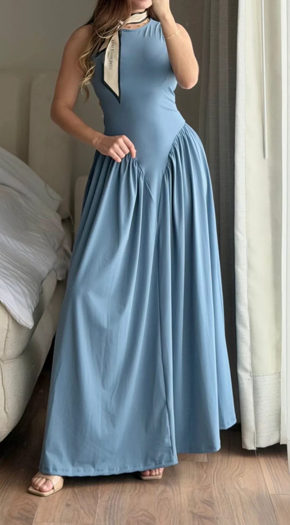 Blue Long Vest Dress