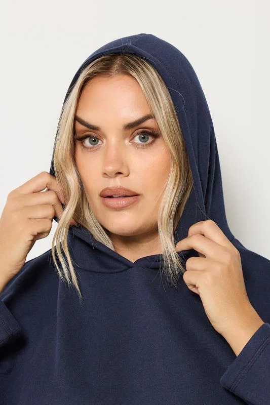 Navy Blue Seam Detail Hoodie detail 3