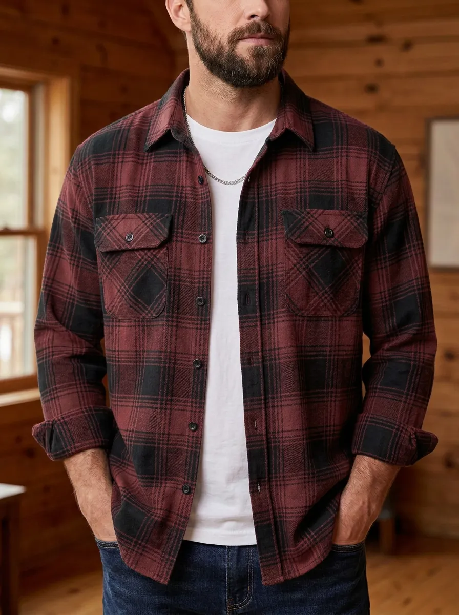Forest Plaid Button Front Shirt