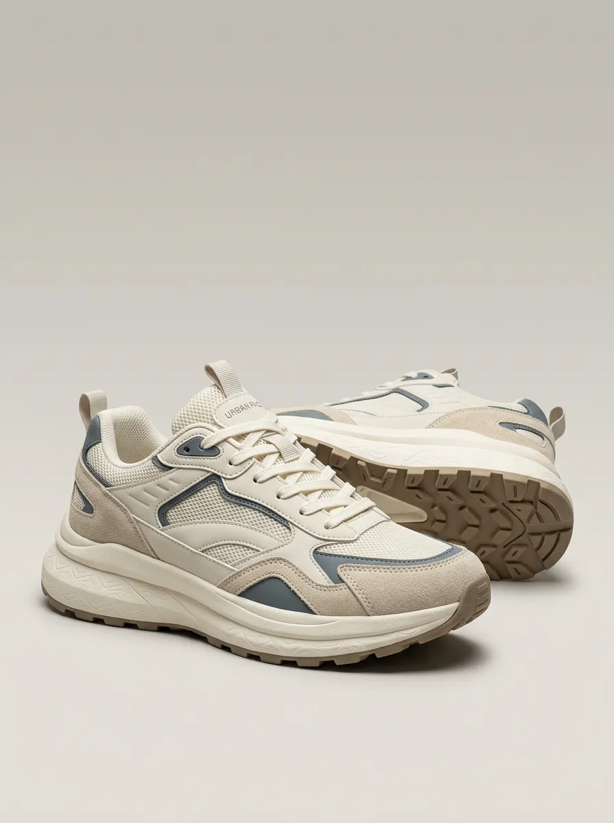 Trail-Inspired Mesh-Panel Casual Sneakers