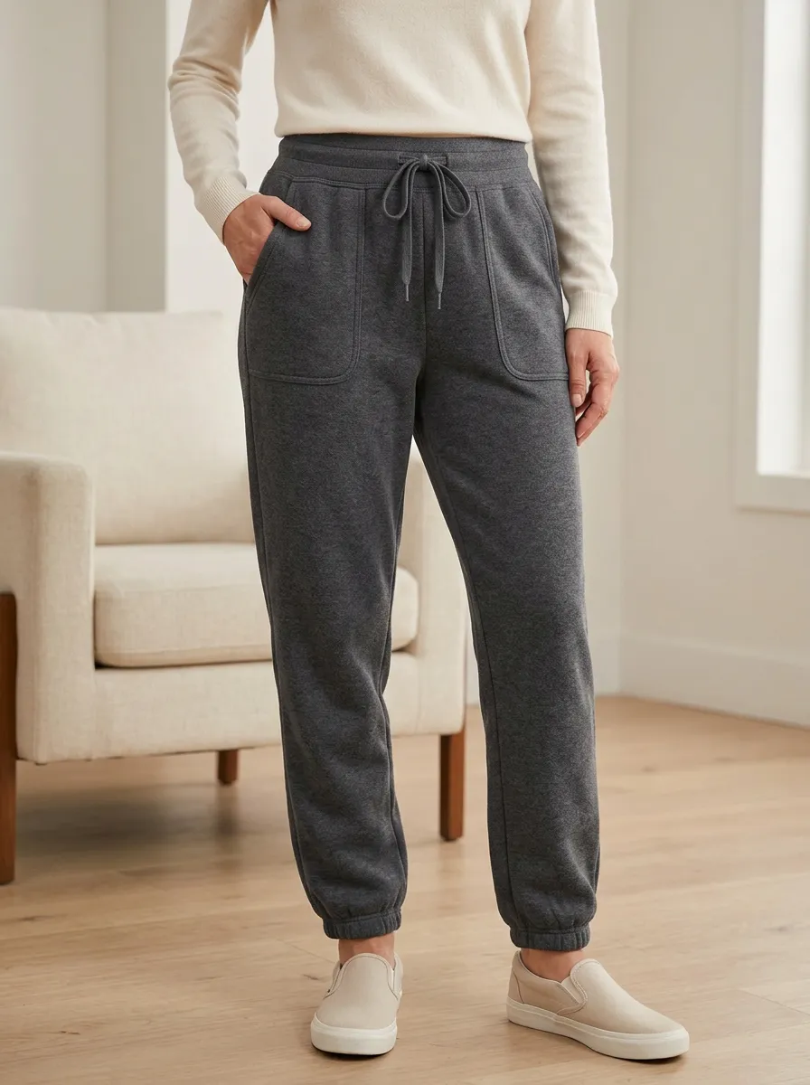 Women's Casual High-Waisted Drawstring Pocket Jogger Pants