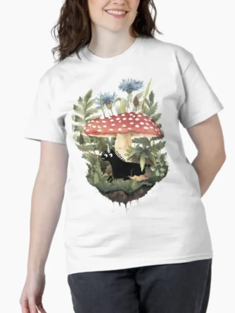 Women's  Fantasy Forest Scene Print Short-Sleeve Crew Neck T-Shirt
