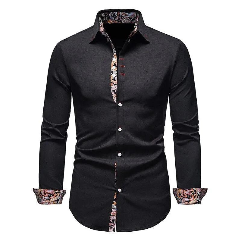 White Shirt with Floral Cuffs