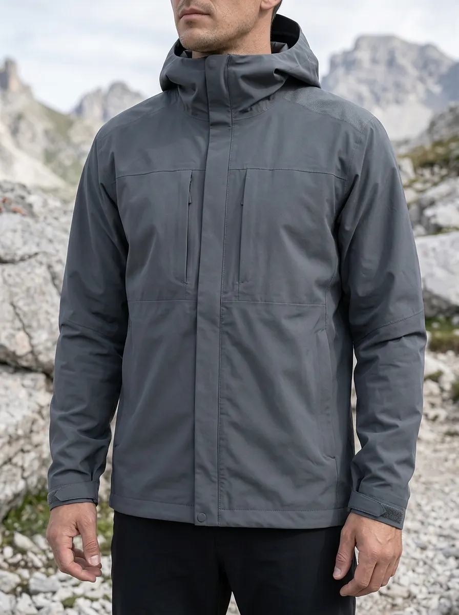 Men's Trailhead Hiking Mountain Peak Printed Hooded Jacket