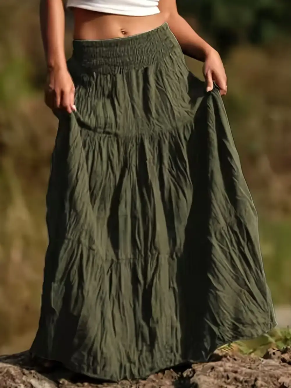 Sleek Ruched Tiered Skirt