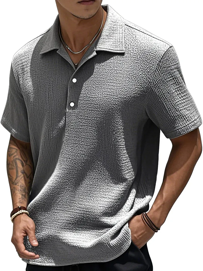 Textured Short Sleeve Button Front Shirt