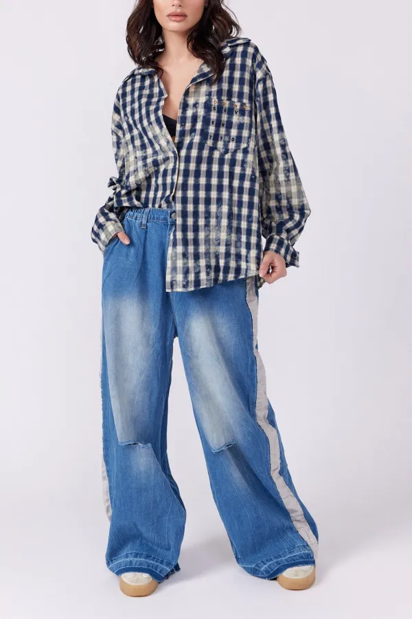 Wide Leg Elastic Waist Jeans