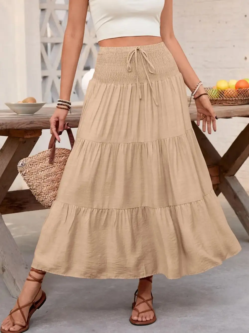 Fine Smocked Tiered Skirt
