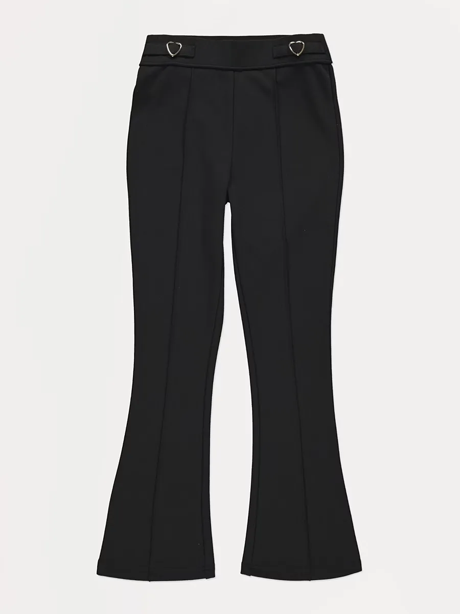 Black Heart Buckle Kick Flare Trousers