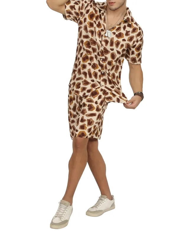 Brown Printed Matching Set