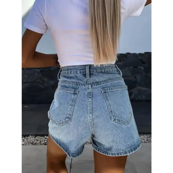 Easygoing Buttoned High Waist Pocketed Denim Shorts