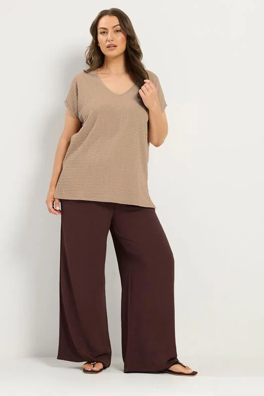 Natural Beige Textured T-Shirt detail 1